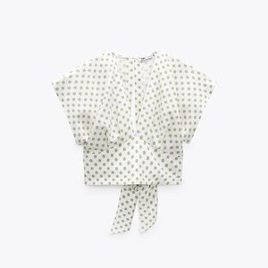 Zara Polka a Dot Green Top